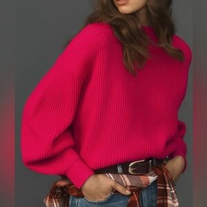 Maeve Hot Pink Ribbed Sweater